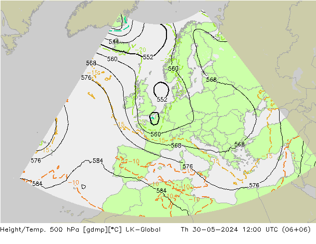 Yükseklik/Sıc. 500 hPa UK-Global Per 30.05.2024 12 UTC
