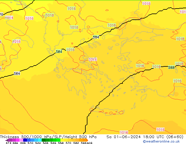 Espesor 500-1000 hPa UK-Global sáb 01.06.2024 18 UTC