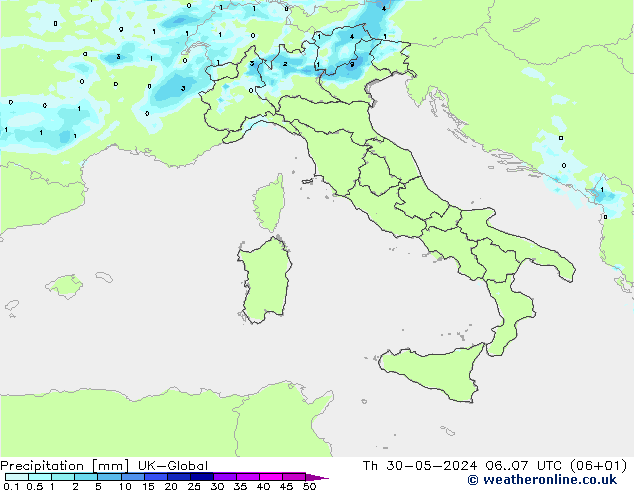 осадки UK-Global чт 30.05.2024 07 UTC