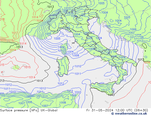 приземное давление UK-Global пт 31.05.2024 12 UTC