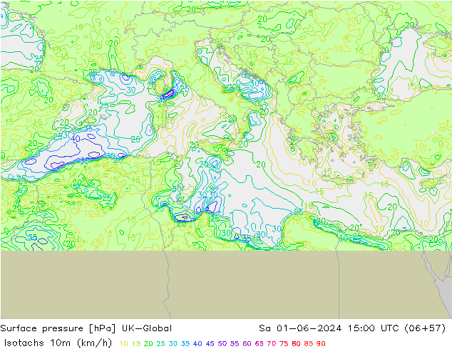 Isotachs (kph) UK-Global So 01.06.2024 15 UTC