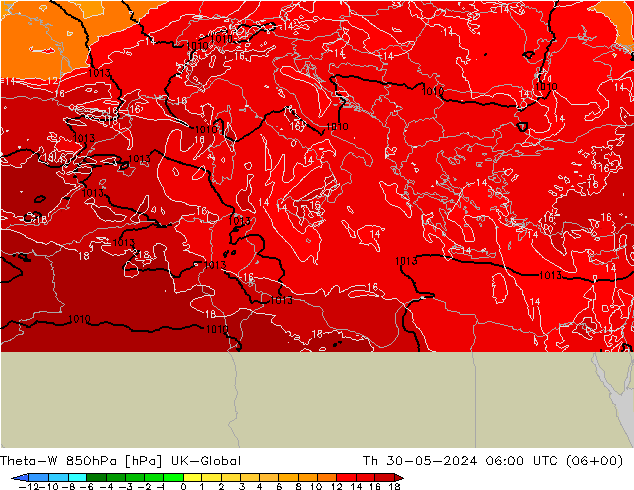 Theta-W 850hPa UK-Global Per 30.05.2024 06 UTC