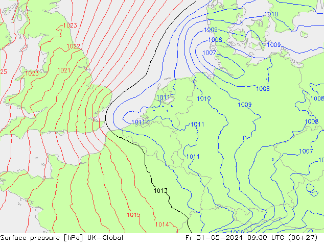 pression de l'air UK-Global ven 31.05.2024 09 UTC