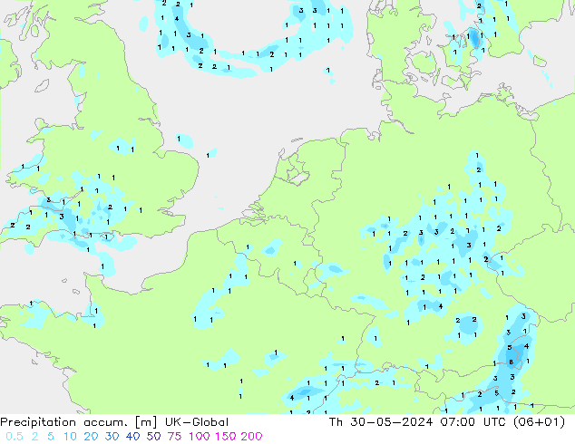 Precipitación acum. UK-Global jue 30.05.2024 07 UTC