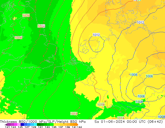 Thck 850-1000 hPa UK-Global Sa 01.06.2024 00 UTC