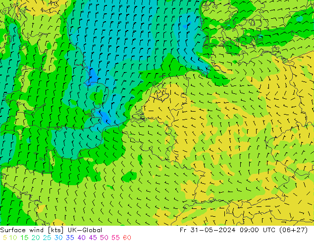Vento 10 m UK-Global Sex 31.05.2024 09 UTC