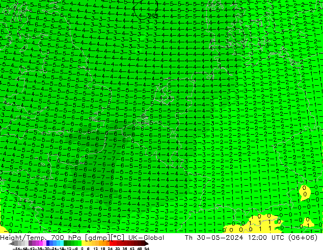 Height/Temp. 700 hPa UK-Global Do 30.05.2024 12 UTC