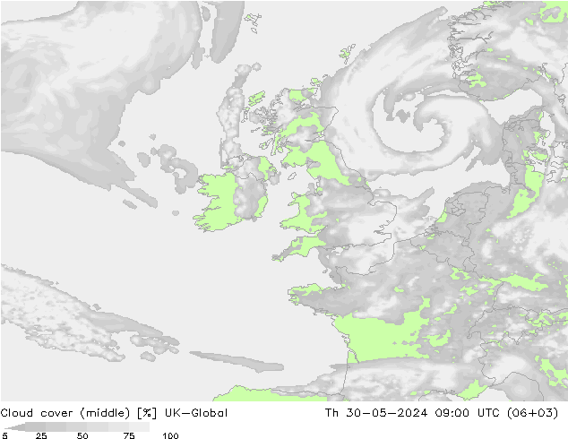 Bewolking (Middelb.) UK-Global do 30.05.2024 09 UTC