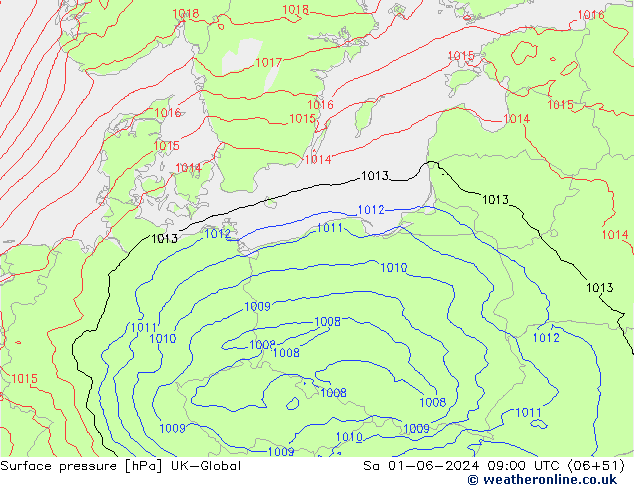 Surface pressure UK-Global Sa 01.06.2024 09 UTC