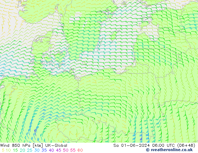 Wind 850 hPa UK-Global Sa 01.06.2024 06 UTC