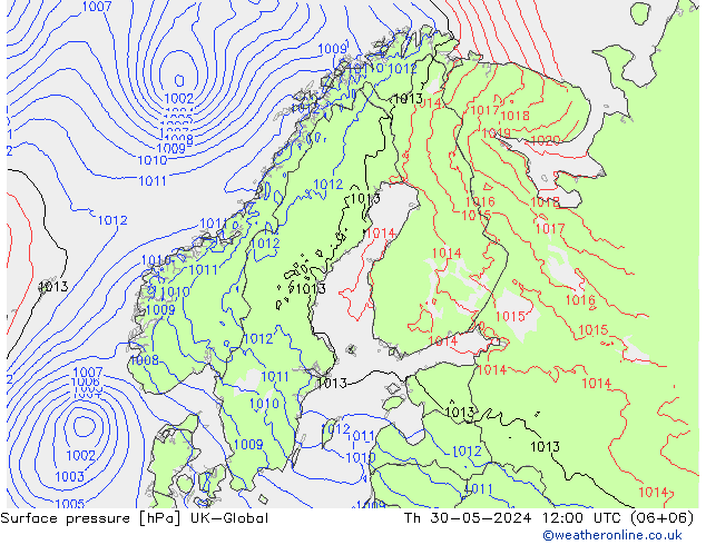 pressão do solo UK-Global Qui 30.05.2024 12 UTC