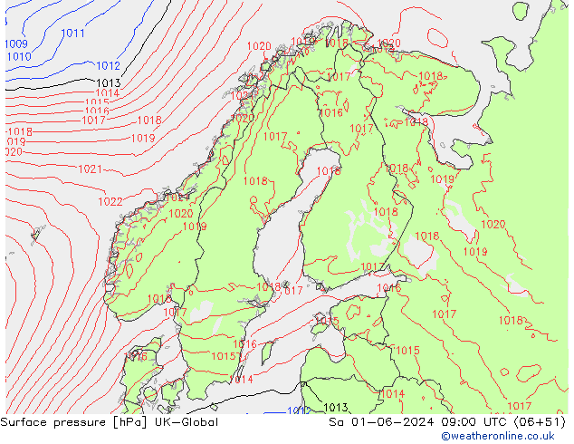 pression de l'air UK-Global sam 01.06.2024 09 UTC
