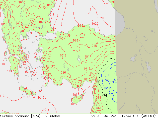 Luchtdruk (Grond) UK-Global za 01.06.2024 12 UTC