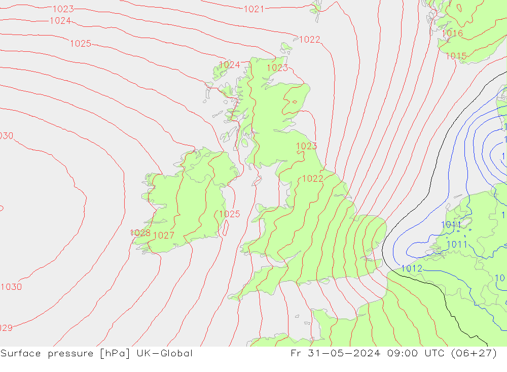 приземное давление UK-Global пт 31.05.2024 09 UTC
