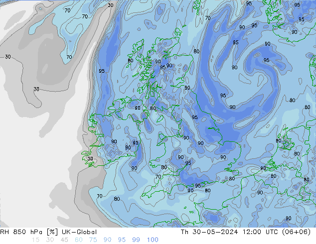 RV 850 hPa UK-Global do 30.05.2024 12 UTC