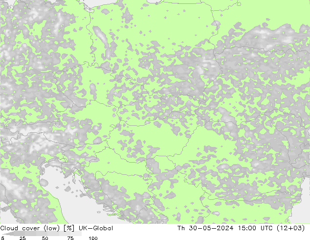 Bewolking (Laag) UK-Global do 30.05.2024 15 UTC