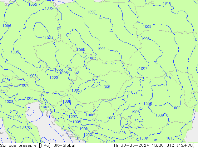 приземное давление UK-Global чт 30.05.2024 18 UTC