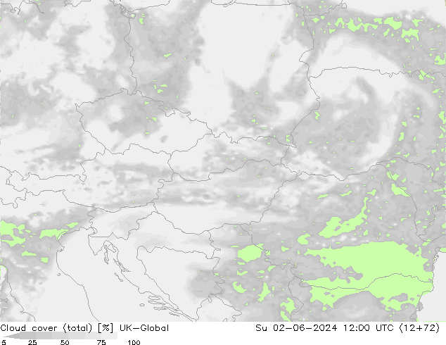 Cloud cover (total) UK-Global Ne 02.06.2024 12 UTC