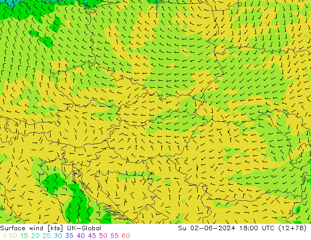 Vento 10 m UK-Global dom 02.06.2024 18 UTC