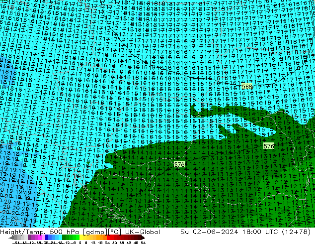 Height/Temp. 500 гПа UK-Global Вс 02.06.2024 18 UTC