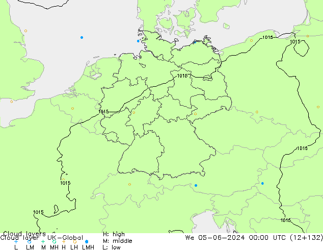 Cloud layer UK-Global mié 05.06.2024 00 UTC