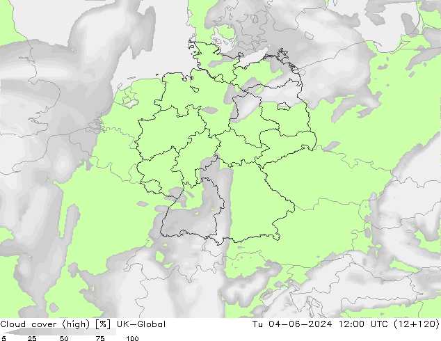 Cloud cover (high) UK-Global Tu 04.06.2024 12 UTC