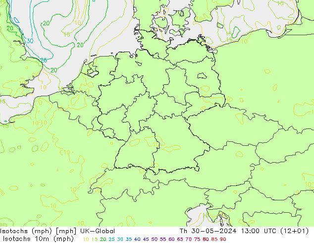 Isotachen (mph) UK-Global do 30.05.2024 13 UTC