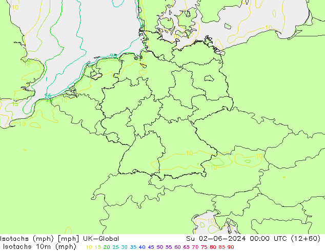 Isotachs (mph) UK-Global Su 02.06.2024 00 UTC