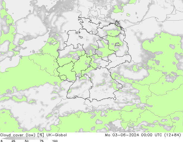 Bewolking (Laag) UK-Global ma 03.06.2024 00 UTC