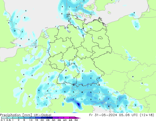 Precipitación UK-Global vie 31.05.2024 06 UTC