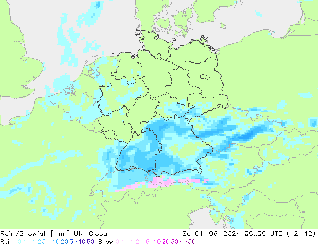 Rain/Snowfall UK-Global Sa 01.06.2024 06 UTC