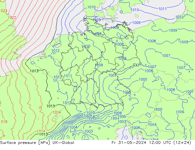 地面气压 UK-Global 星期五 31.05.2024 12 UTC