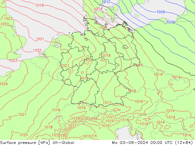 Presión superficial UK-Global lun 03.06.2024 00 UTC