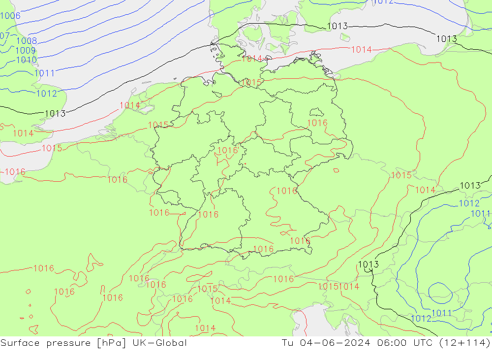 Pressione al suolo UK-Global mar 04.06.2024 06 UTC