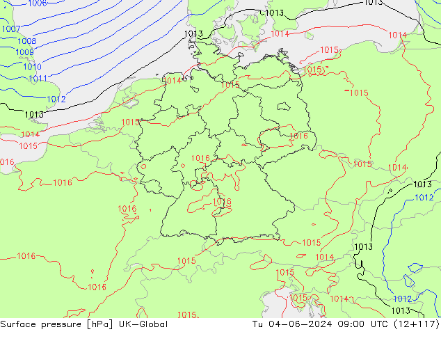 приземное давление UK-Global вт 04.06.2024 09 UTC