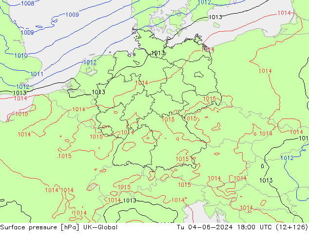 Surface pressure UK-Global Tu 04.06.2024 18 UTC