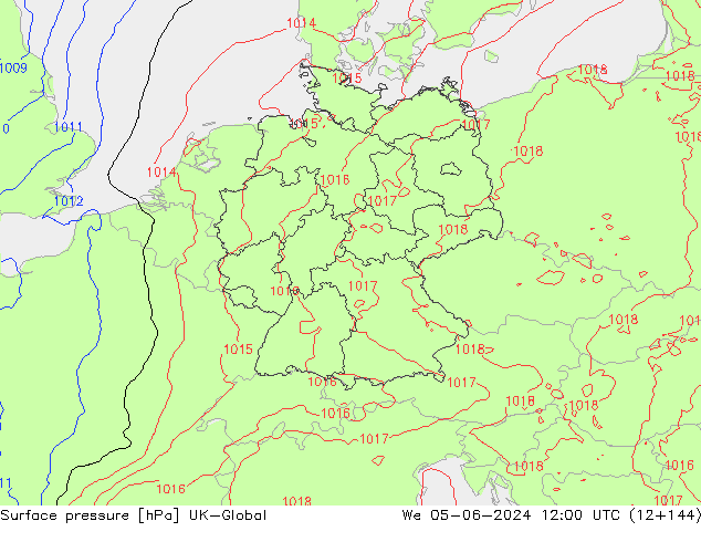 pression de l'air UK-Global mer 05.06.2024 12 UTC
