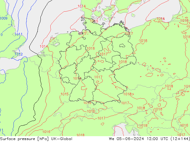 Luchtdruk (Grond) UK-Global wo 05.06.2024 12 UTC