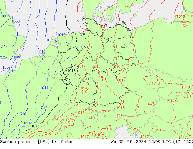 Surface pressure UK-Global We 05.06.2024 18 UTC
