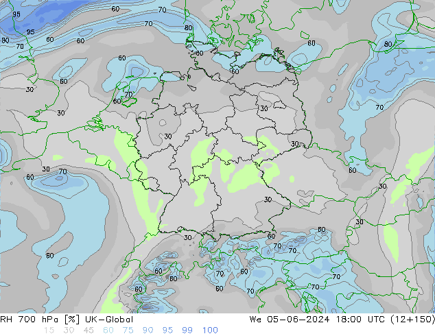 RH 700 hPa UK-Global  05.06.2024 18 UTC