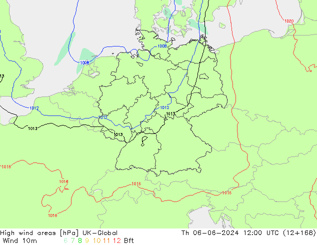 High wind areas UK-Global jue 06.06.2024 12 UTC