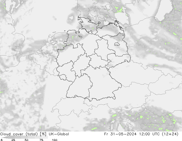 Wolken (gesamt) UK-Global Fr 31.05.2024 12 UTC