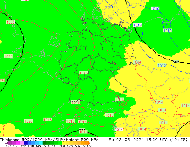 Thck 500-1000hPa UK-Global Dom 02.06.2024 18 UTC