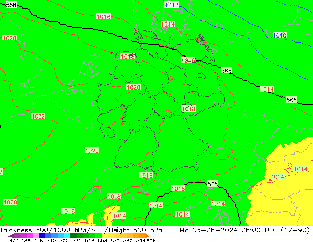 Thck 500-1000hPa UK-Global  03.06.2024 06 UTC