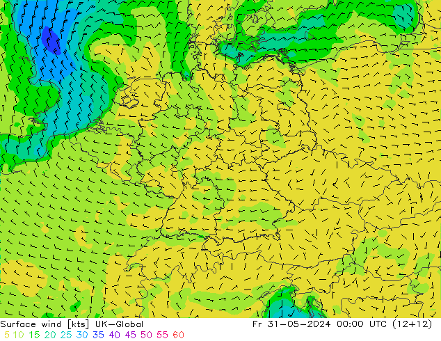 Vento 10 m UK-Global Sex 31.05.2024 00 UTC