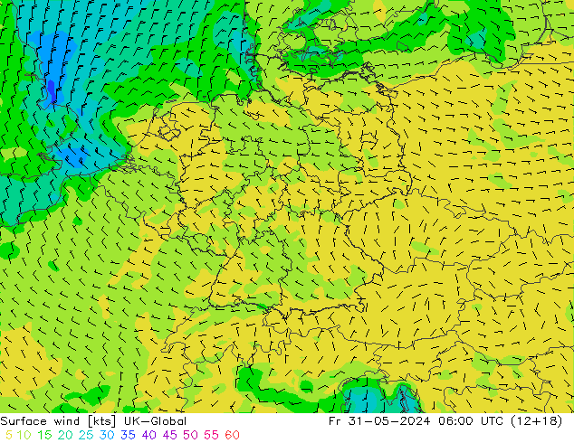 Surface wind UK-Global Fr 31.05.2024 06 UTC