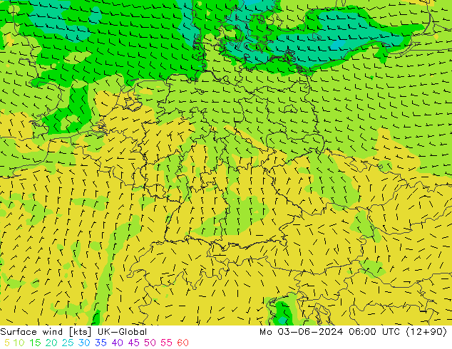 Surface wind UK-Global Po 03.06.2024 06 UTC