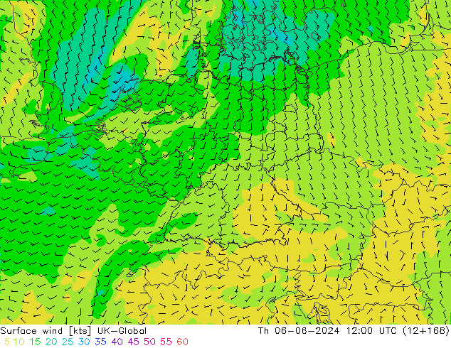wiatr 10 m UK-Global czw. 06.06.2024 12 UTC