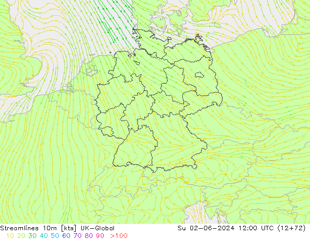 Streamlines 10m UK-Global Su 02.06.2024 12 UTC