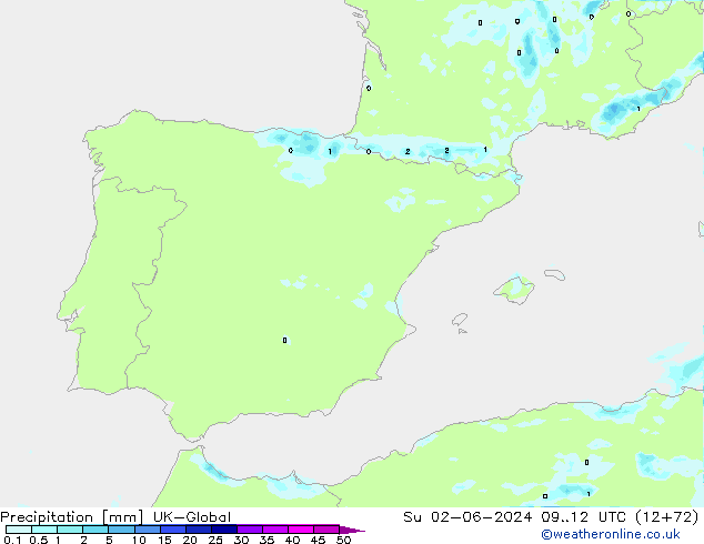 Precipitation UK-Global Su 02.06.2024 12 UTC